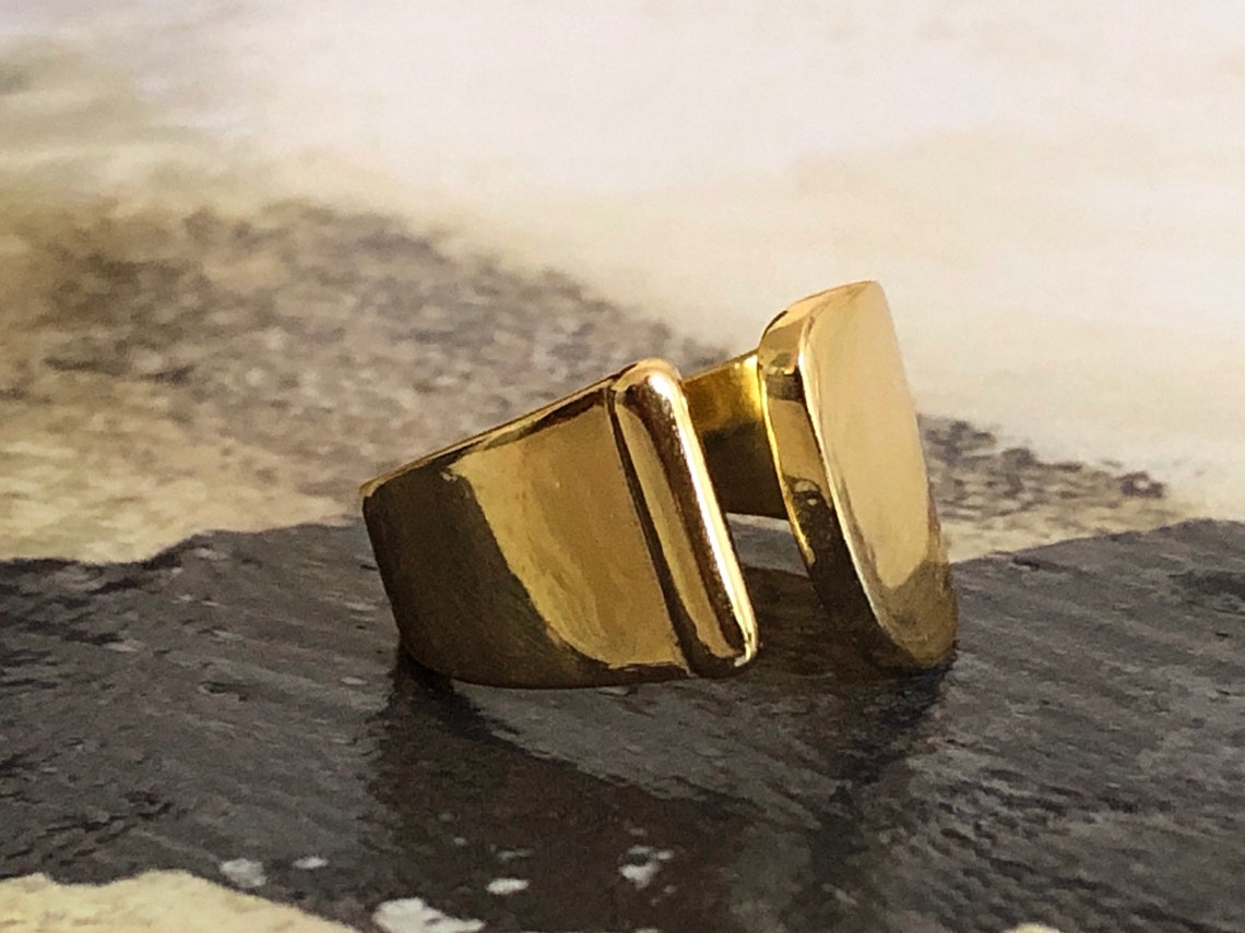 Jade Gold Statement Ring 18k Gold Plated Statement Ring Etsy