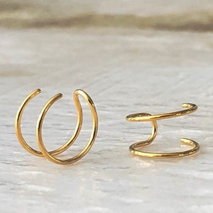 Lex - manchette d'oreille, manchette d'oreille sans piercing, boucles d'oreilles en or, petites boucles d'oreilles, manchette en or, argent sterling plaqué en or. Manchette d'oreille en argent