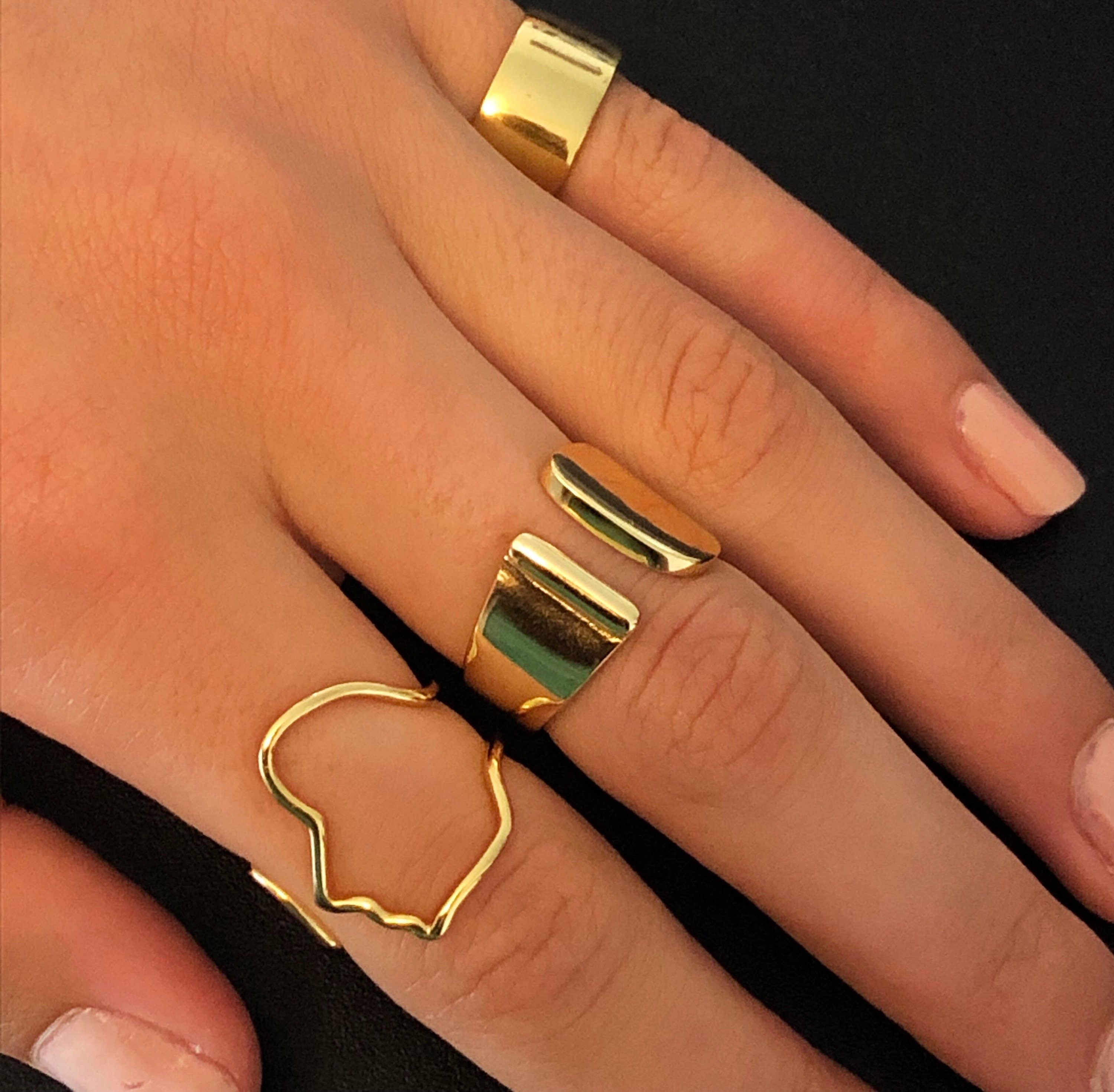 Jade Gold Statement Ring 18k Gold Plated Statement Ring Etsy
