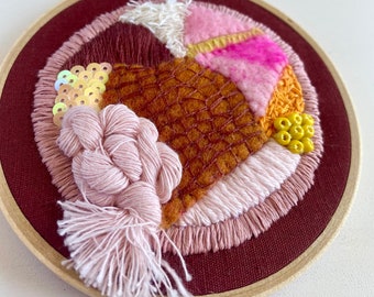 PADDOCKS| Abstract Embroidery Hoop Art Fibre Art Home Decor Wall Hanging Beading