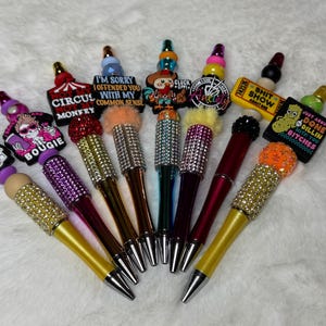 Sarcastic humor beaded pen .
