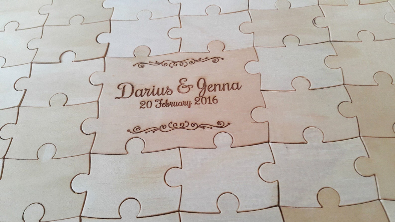 Wedding 96 Pcs Jigsaw Puzzle Guestbook Alternative Wooden Etsy