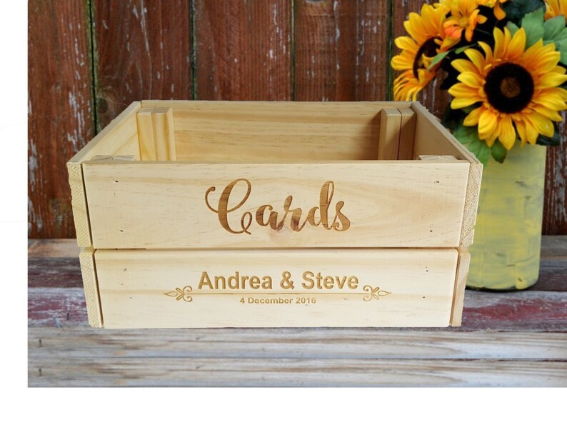 Personalised Rustic Wooden Wishing Well Card Box Crate Wedding Table Decoration