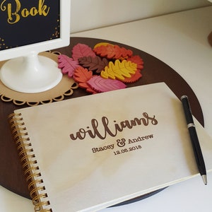 Personalised Engraved Wedding Wooden Guest Book with Wire Binding
