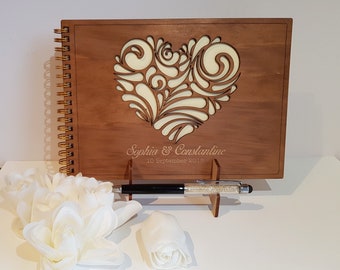 Deluxe A5 size,Wooden Wedding Guest Book, stained, varnished, party, birthday