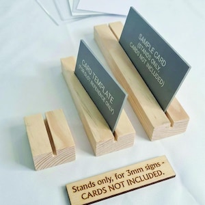 Wooden Sign Stands | Personalized Pine Table Number Bases | 3mm Slot Holder