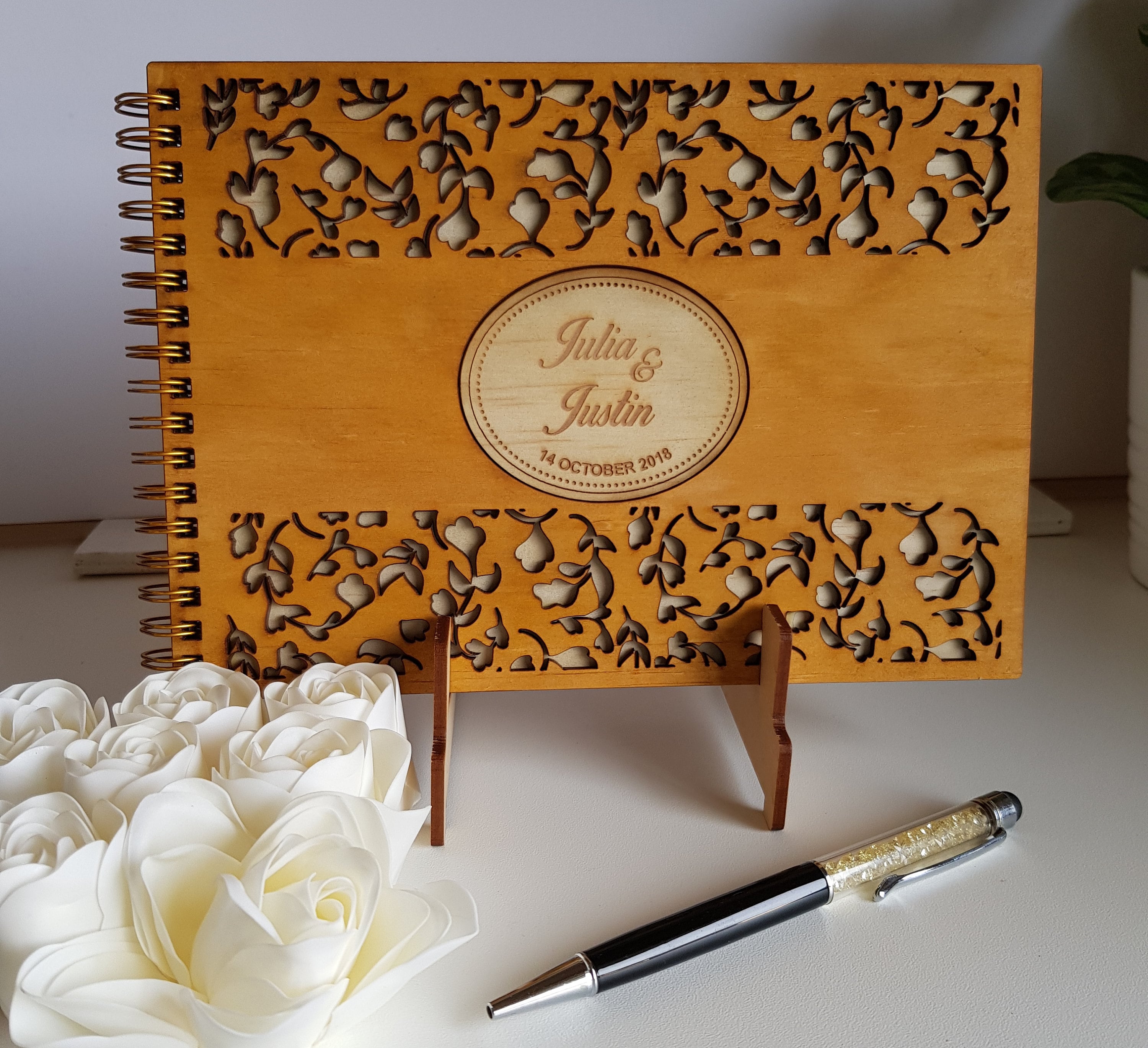 Wedding Guest Book Wooden Cover A5 Size Engagements Etsy Australia