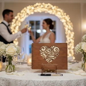 Personalized A5 Wedding Guest Book - Laser Engraved Wooden Keepsake & Gift