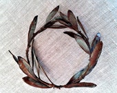 Wreath, vintage wall wreath, antique bronze olive art wreath, real olive branch plated in bronze, ancient greek art, unique wall decor