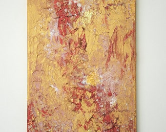 African Blaze: Original abstract painting, acrylic paint, red gold painting, abstract art, textural painting with sparkles