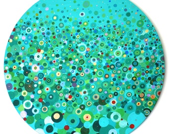Celestial Garden: Original abstract painting, modern acrylic painting, wall art, round painting, circles