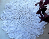Big Crochet White Doily, 14 inch Tablecloth, White Table Decor, Housewarming Gift, Free Shipping, August Sale, Gift for Mother, Gift for Her