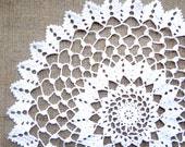 13 inch Crochet Doily, Handmade White Round Lace Doily, White Table Decoration, Housewarming Gift, Gift for Her, Free Shipping, August Sale