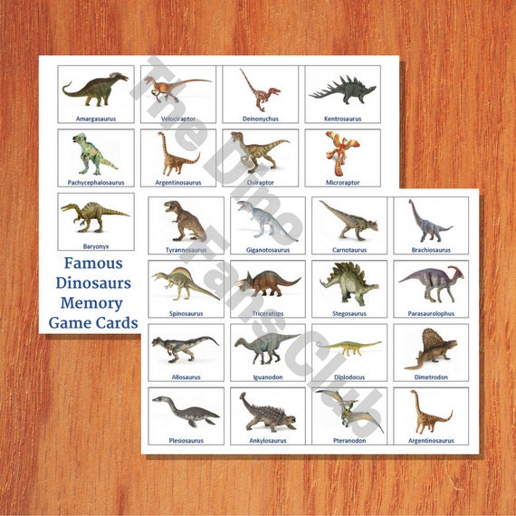 DINOSAUR Memory Game Printable Cards INSTANT DOWNLOAD Famous Etsy