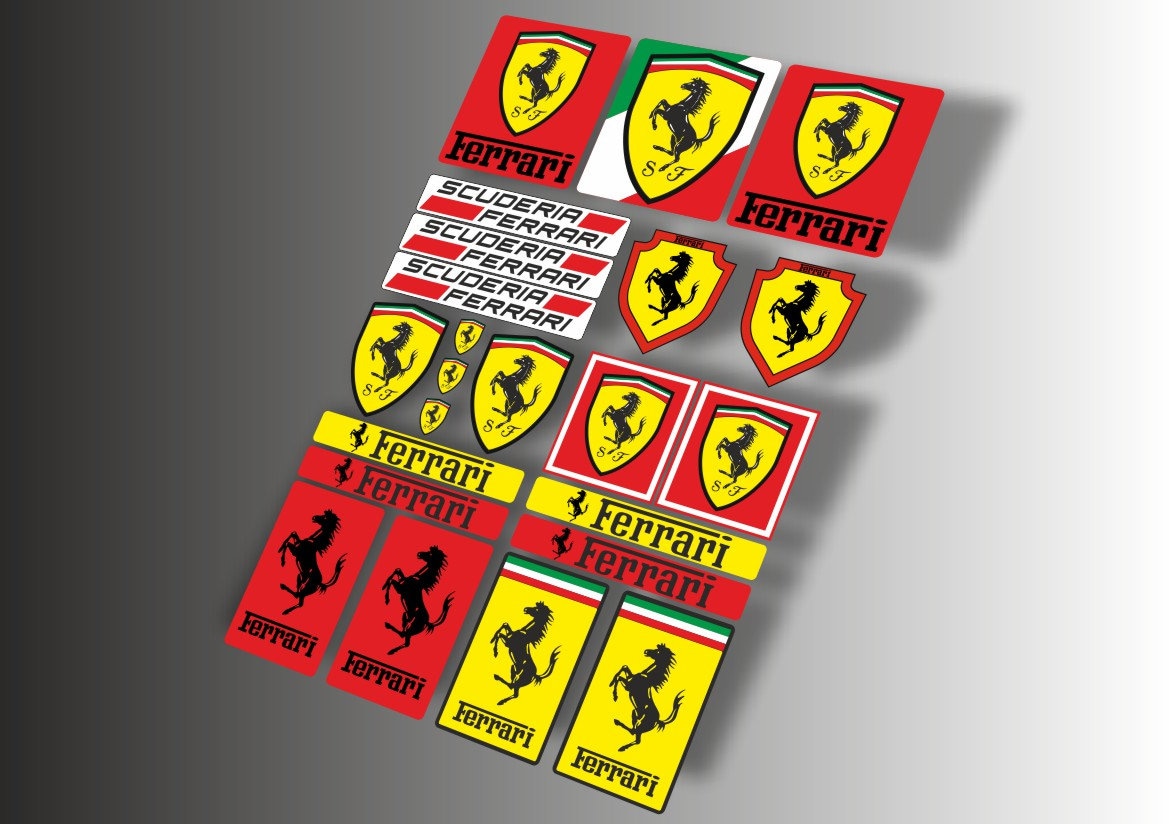 2 x Ferrari Aufkleber - 100mm x 74mm - Sticker