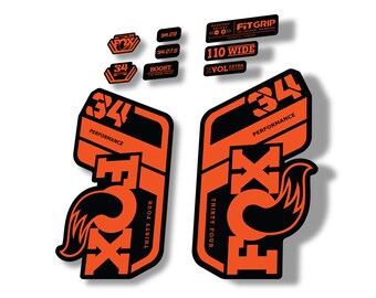 FOX 34 2021 Factory Forks Suspension Decals Sticker Adhesive Set Orange Blue FOX 34 2021 Factory Forks Suspension Decals Sticker Adhesive Set Orange Blue