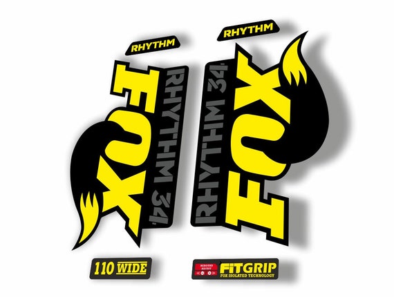 FOX 34 RHYTHM 2018 Fork Suspension Factory Decal Sticker Set Adhesive Yellow Gray