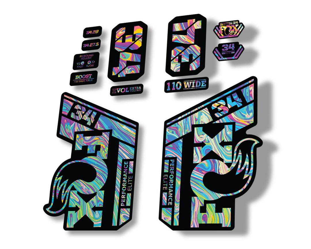 Custom FOX 34 Factory Fork Decals – Blue/Gray, Add Your Rider Name, MTB Bike Stickers By READU