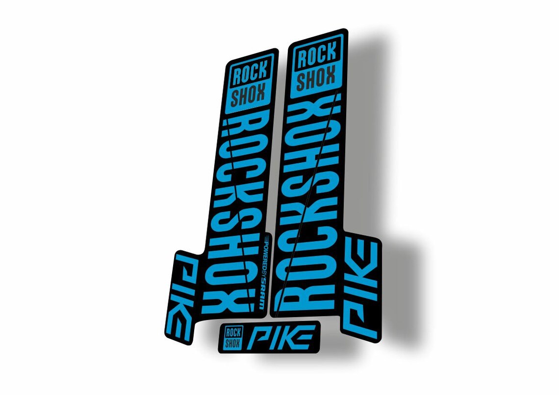 Rock Shox Gabel Aufkleber Blau Glänzend - Ersatz Decals Für Pike 2018 Serie