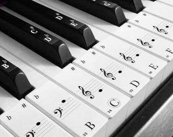 Keyboard / Piano Transparent Stickers for 88 Keys - White keys + Black keys (Style A)