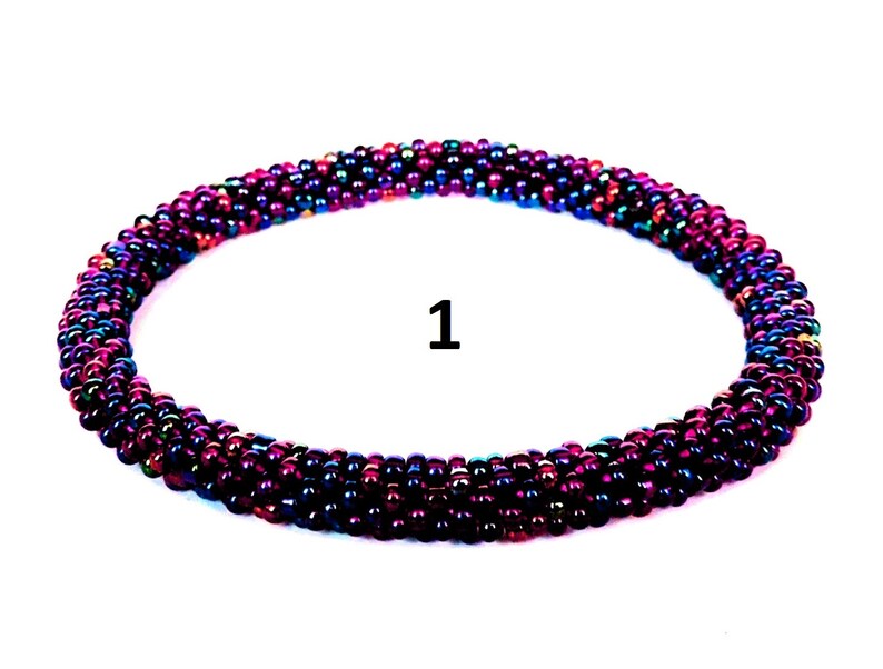 Purple Rainbow Color Beading Bracelets Beaded Bracelets Iris Copper Seed Beads Bracelet Crochet Bead Rope Bangle Beading Bracelet