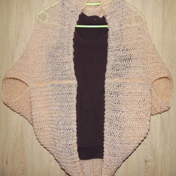 Pampas Grass Bolero de punto - Catdigan con MohairYarn - Hilo suave y cálido Mohair Arylic Blend Bufanda Hilo - Punto real hecho a mano - Talla única