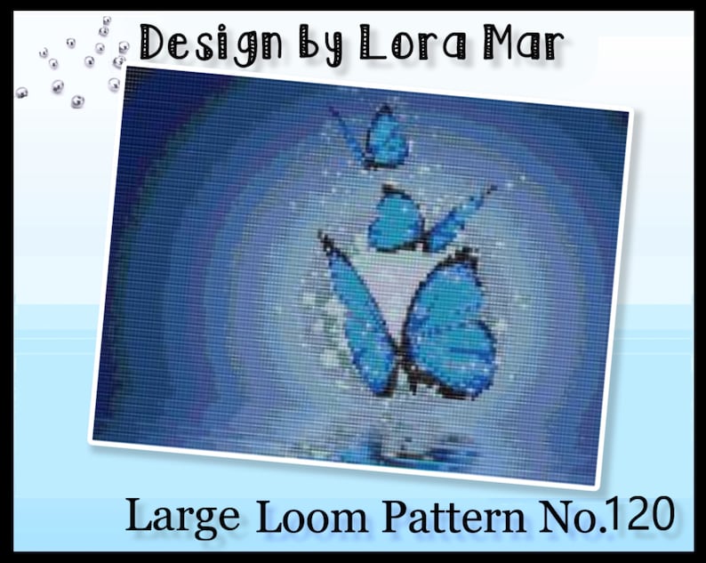 Beadwoven DIY Gift Blue Butterfly Beaded Embroidery Schemes Cross Stitch with Beads in Canvas Miyuki Round Beads Loom Pattern No.120