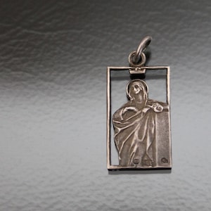 Expressionist Austrian Madonna. 900 Silver. Vintage Catholic Mary Pendant.