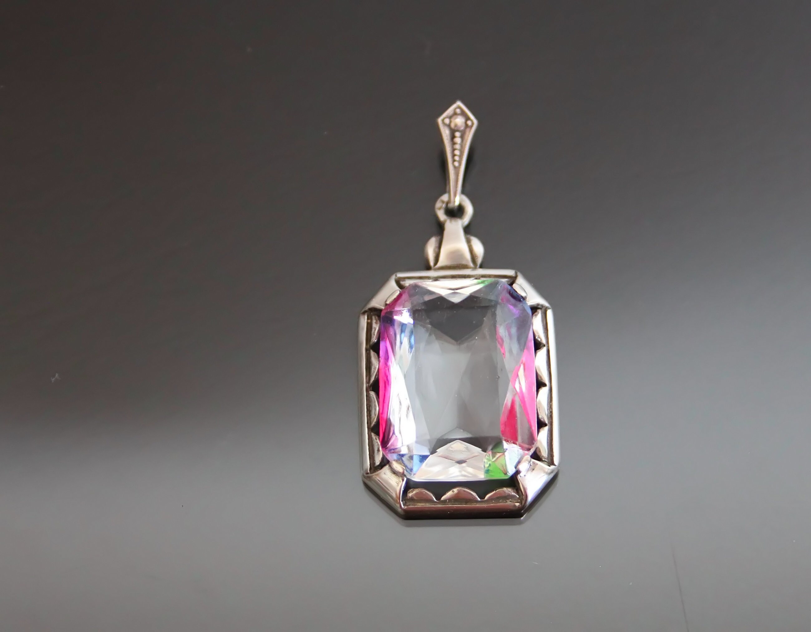 Vintage Iris Rainbow Glass 835 Silver Pendant. Art Deco. - Etsy Canada