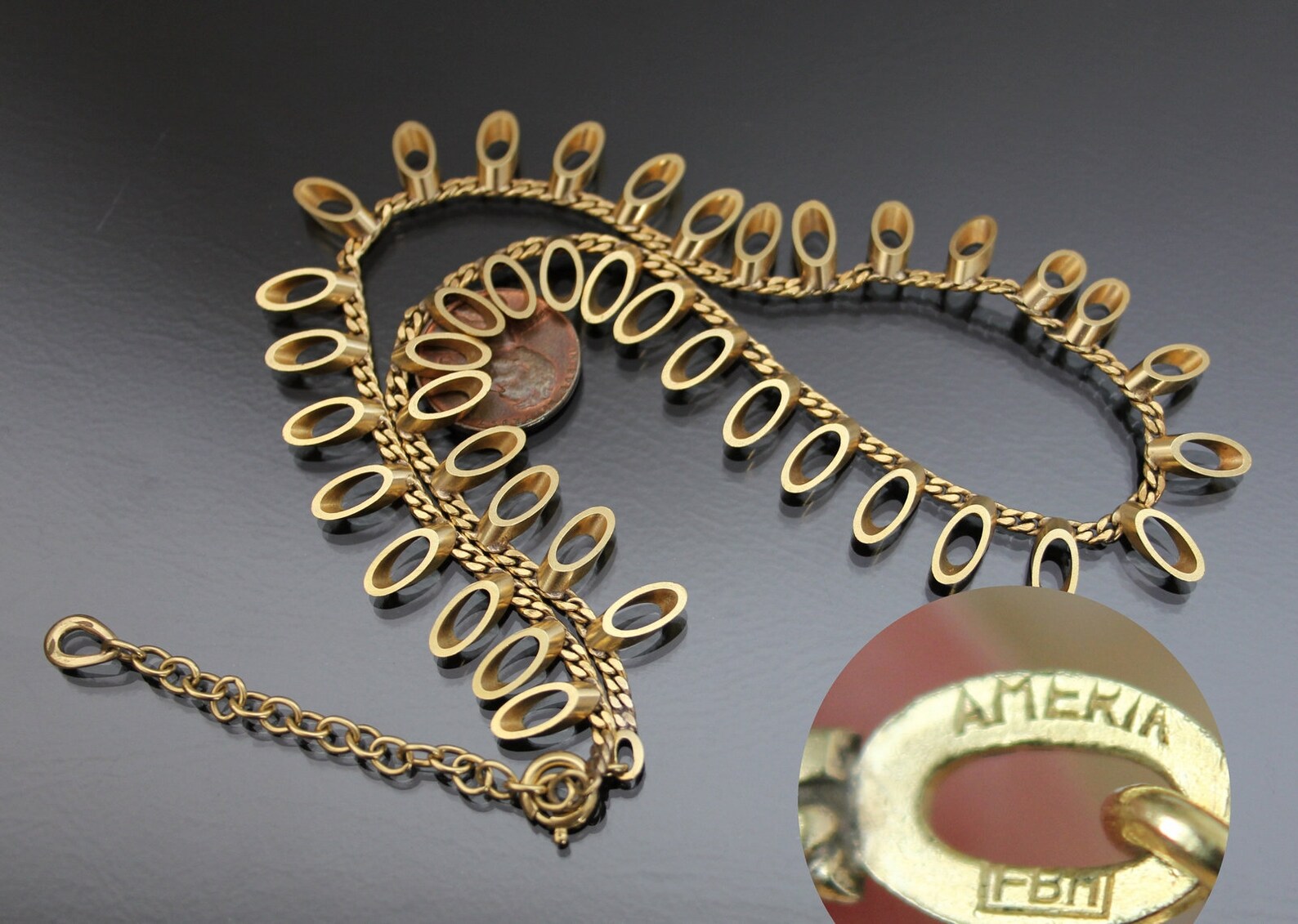 50's FRIEDRICH BINDER Gold Plated Necklace. Geometric Etsy