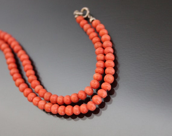 Beaded Graduated Tomato Red Mediterranean Coral N… - image 3