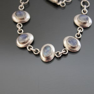 Vintage Moonstone Panel Bracelet, 925 Sterlig Silver.