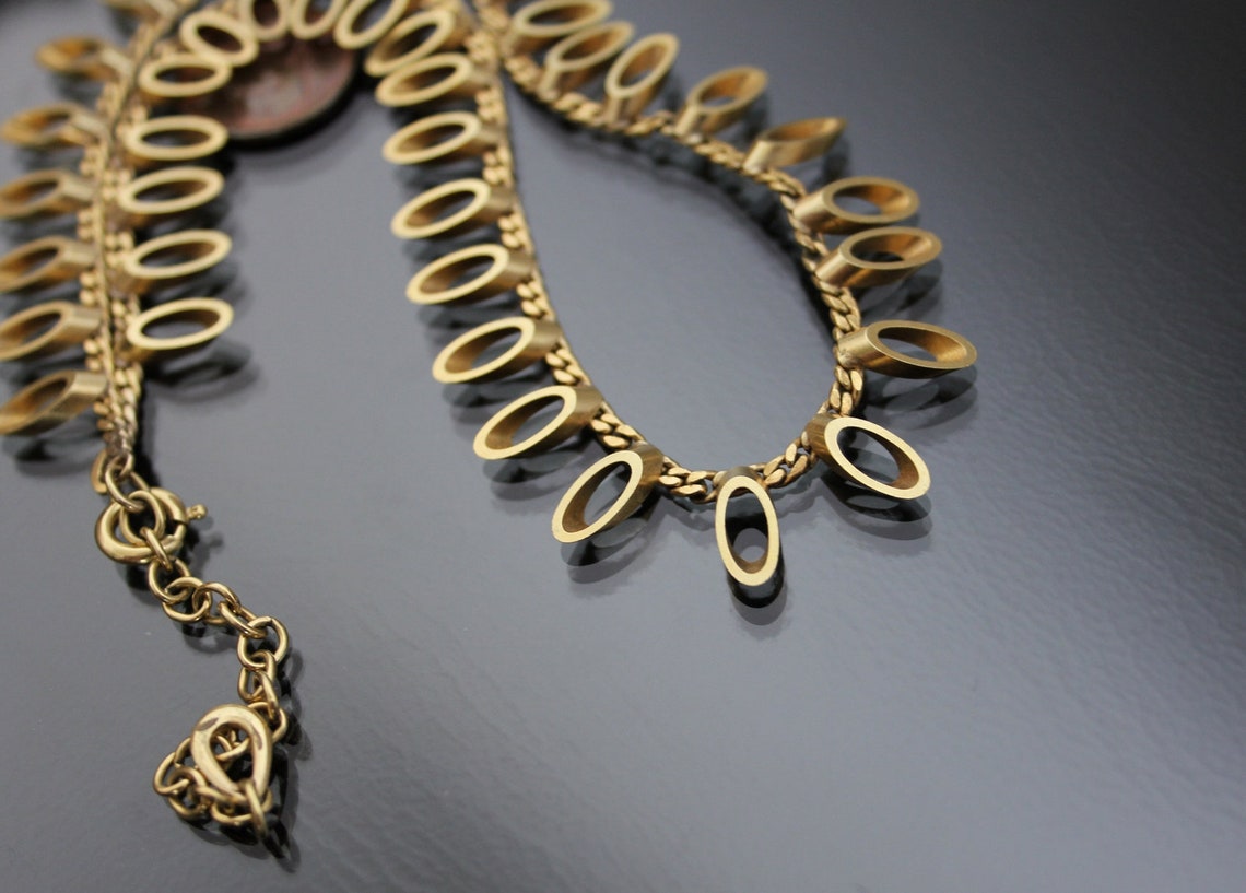 50's FRIEDRICH BINDER Gold Plated Necklace. Geometric Etsy