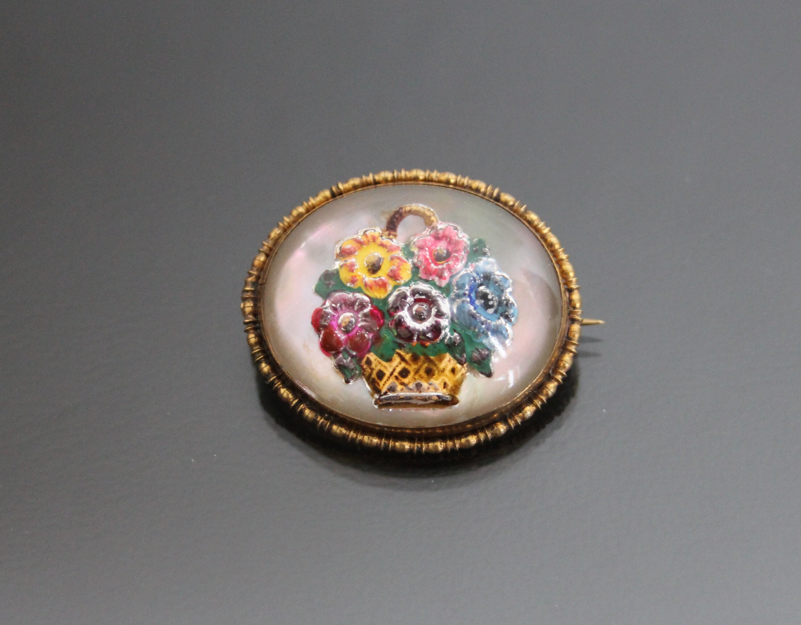 リバース ガラス インタリオ エセックス。ブーケ、花柄アンティーク