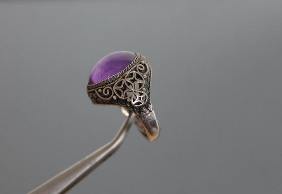 Chinese Export Amethyst Ring. Silver 925 Sterling… - image 6