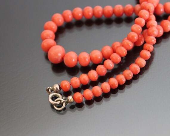 Beaded Graduated Tomato Red Mediterranean Coral N… - image 4