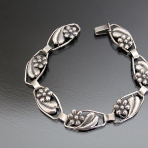 Vintage JANSON GULDVARU Sweden Modernist Bracelet. 800 Silver Floral Scandinavian Design.