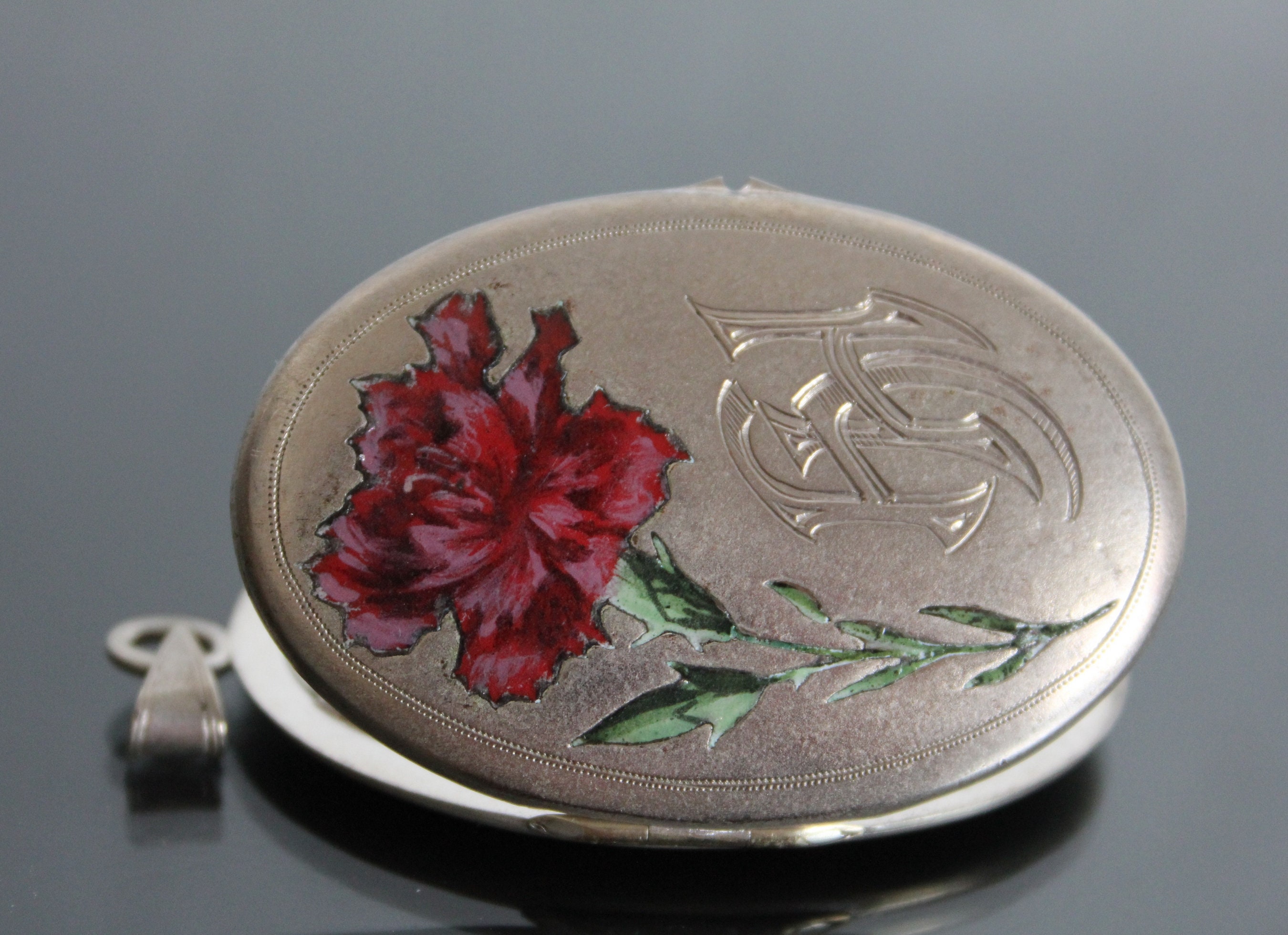 Pendentif Médaillon Art Nouveau En Argent Antique Style Alpacca - Bijou Vintage Femme