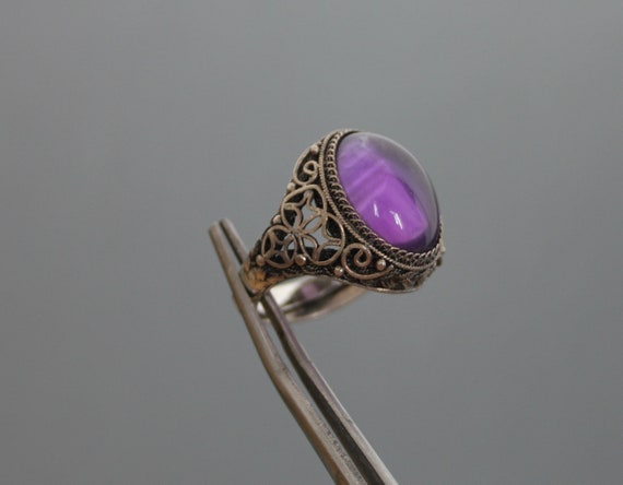 Chinese Export Amethyst Ring. Silver 925 Sterling… - image 3