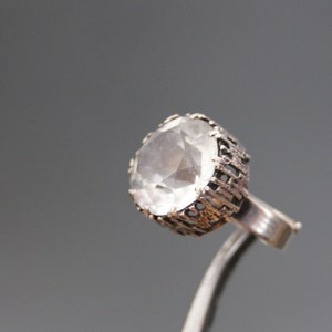 Modernist BENGT HALLBERG, Sweden, Scandinavian Nordic Rock Crystal Quartz Ring. Sterling 925 Mid Century. Adjustable