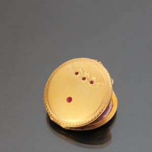 Jugendstil Faux Ruby Locket Pendant. Jugendstil Photo Locket, Yellow Gold Plated Vintage Paste Jewelry