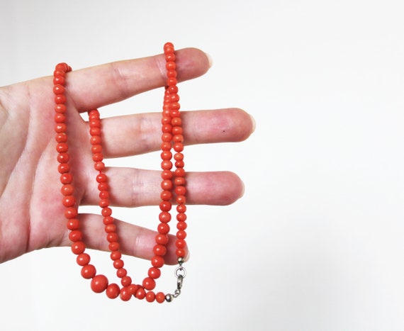 Beaded Graduated Tomato Red Mediterranean Coral N… - image 8