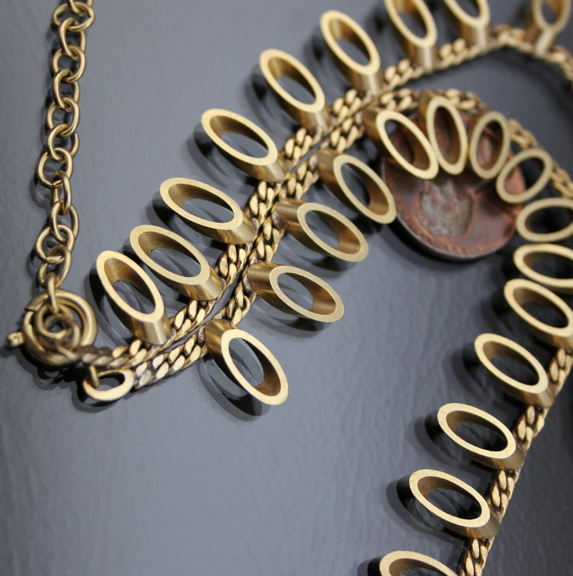 50's FRIEDRICH BINDER Gold Plated Necklace. Geometric Etsy