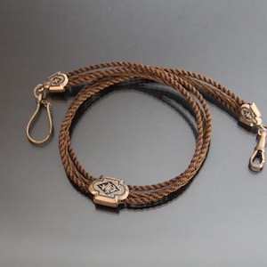 Victorian Human Woven Hair Watch Chain. Enamel. Antique Mourning Hairwork Jewelry. Rose Gold Plated.