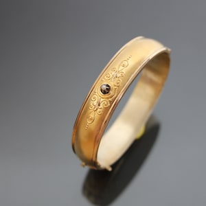 Costume Victorian Pearl Bangle Bracelet. Antique Yellow Gold Plated Jewelry