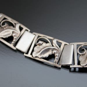 Vintage Chistian Veilskov Denmark Modernist Floral Bracelet. 800 Silver, Mid Century Danish Design.