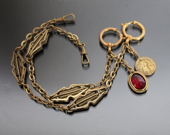 Nuova vecchia catena di orologi industriali Art Deco riempita in oro giallo antico, stile vintage Jakob Bengel