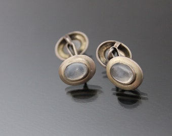 Moonstone Cuff Links. Modernista 835 Gemelos de plata. Unisex Vintage