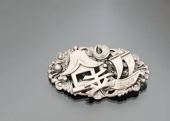 MAX NEIGER. Art Deco Chinoiserie Brooch. Asian The