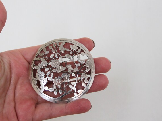 Art Deco Wild Roses Brooch. Floral Silver 800. Vi… - image 7